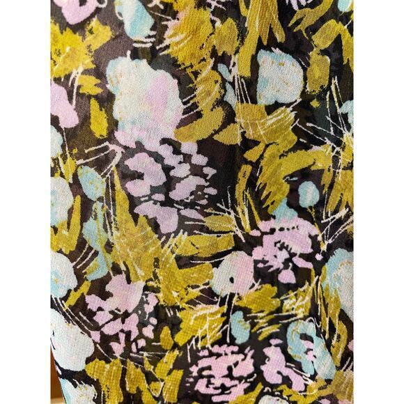 Free People Medium Mabel Balloon Sleeve Ruched Cropped Top Peasant Blouse Floral - Picture 14 of 15